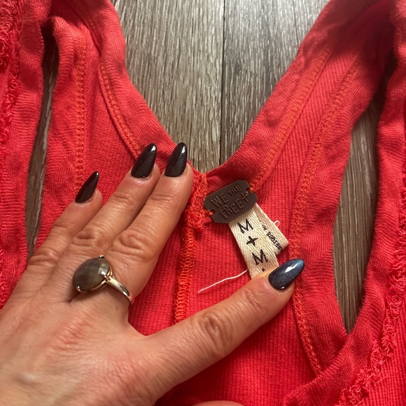 We The Free Coral Henley Ribbed Racerback Tank - Picture 3 of 3